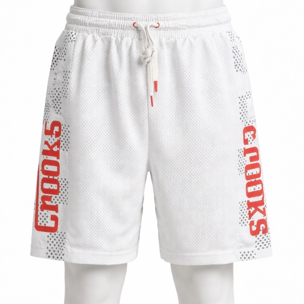 Crooks & Castles Men’s White Mesh Athletic Shorts